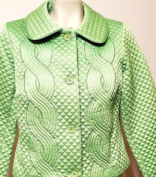 Harvé Benard lime green quilted jacket 6 NWT - Picture 2 of 4